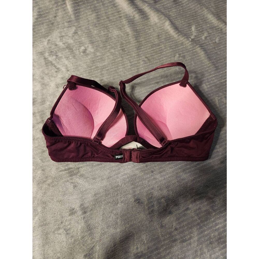 Victoria's Secret PINK Size 32A Super Push Up Bra Maroon - Picture 2 of 4